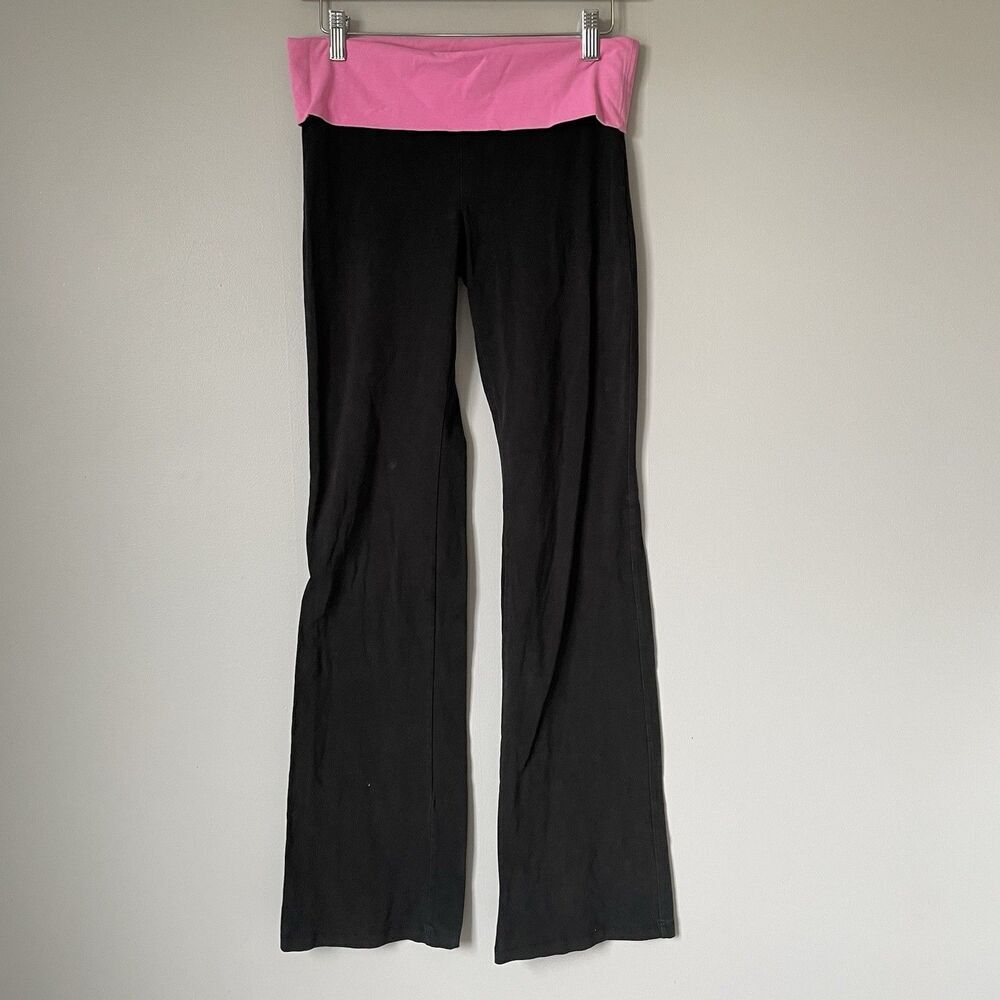 Vintage y2k 2000's Victoria's Secret PINK Fold Over Logo Flare Leggings Small